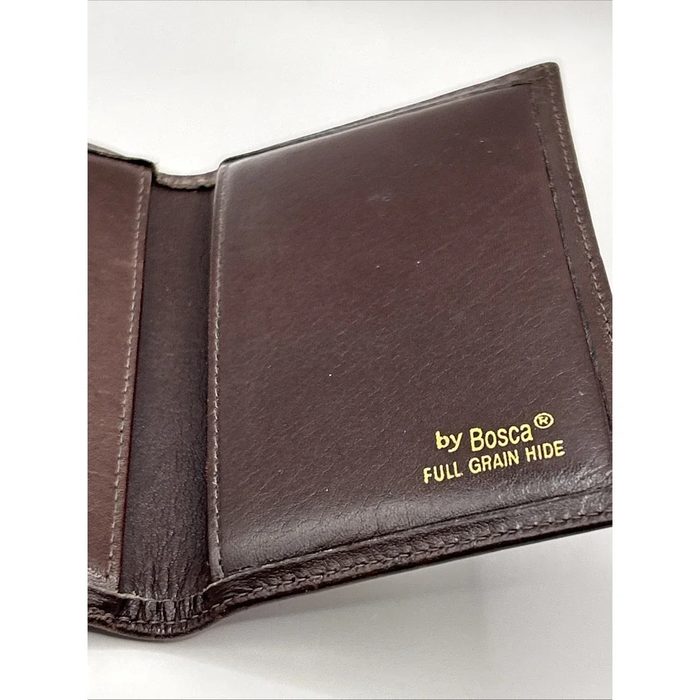 Bosca Full Grain Leather Bifold Wallet – Brown – Minimalist – Used